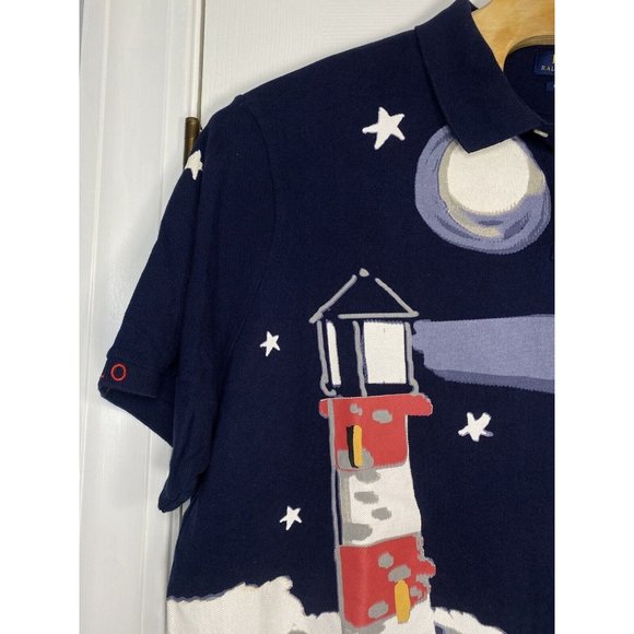 Polo Ralph Lauren Short Sleeve Polo Shirt Nautical Captain Sailor Bear Blue 2XL - Picture 2 of 15
